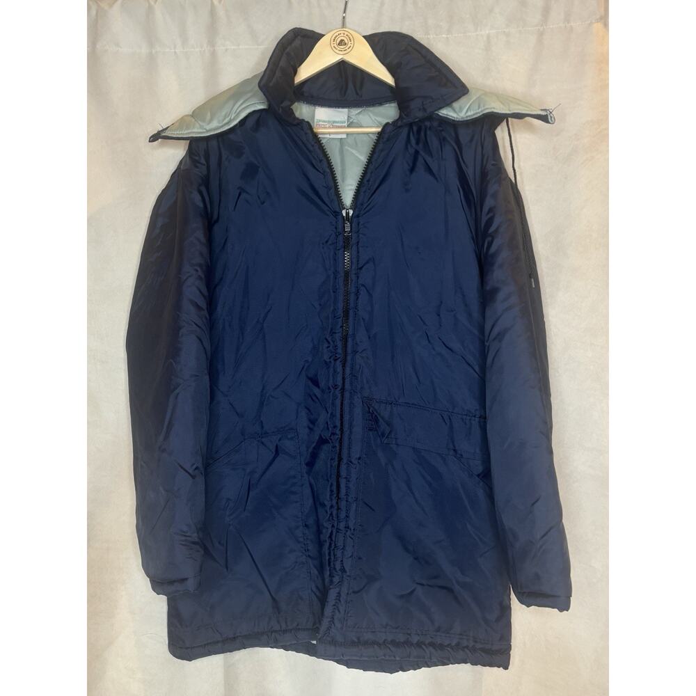 VTG Harvard Clothing Outerwear Navy Insulated Puffer Jacket Removable Hood L